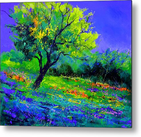 Landscape Metal Print featuring the painting Texan oak 764110 by Pol Ledent