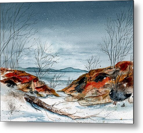 Watercolor Metal Print featuring the painting The Approaching Evening by Brenda Owen