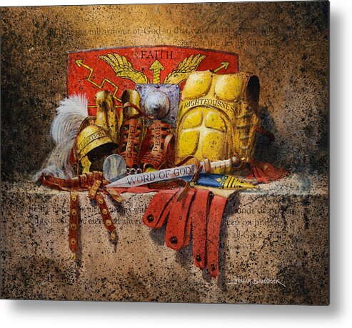 Traditional Metal Print featuring the painting The Armour of God by Graham Braddock