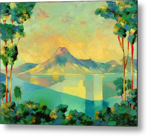 Lake Atitlan Metal Print featuring the painting The Art of Long Distance breathing by Andrew Hewkin