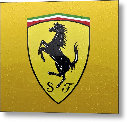 Ferrari Metal Print featuring the photograph The Cavallino Rampante symbol of Ferrari by Dutourdumonde Photography