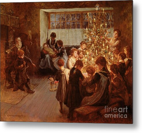 Victorian Sentiment Metal Print featuring the painting The Christmas Tree by Albert Chevallier Tayler