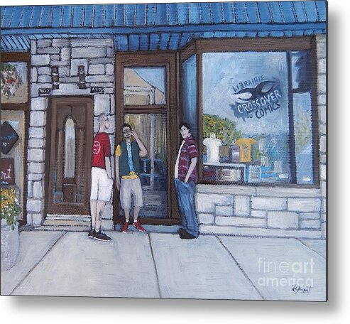Notre Dame Street Metal Print featuring the painting The Comic Book Shop by Reb Frost