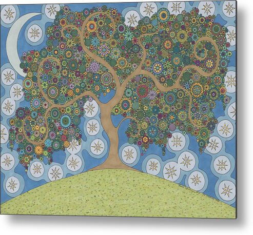 Tree Metal Print featuring the drawing The Dreaming Tree by Pamela Schiermeyer