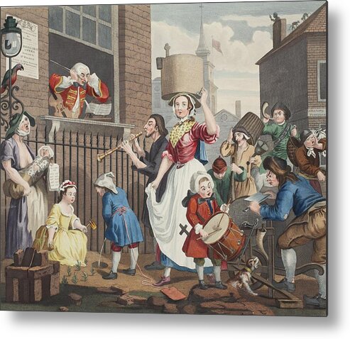 Satire Metal Print featuring the drawing The Enraged Musician, Illustration by William Hogarth