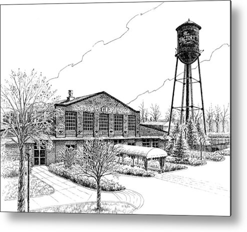 Pen And Ink Drawing Metal Print featuring the drawing The Factory in Franklin Tennessee by Janet King