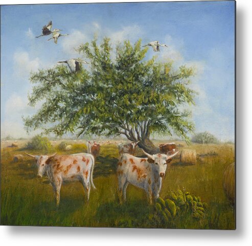 Landscape Metal Print featuring the painting The flatlanders by Cynthia Barrow