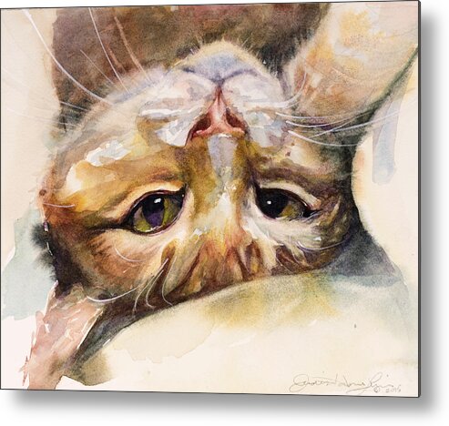 Cat Metal Print featuring the painting The Flirt by Judith Levins