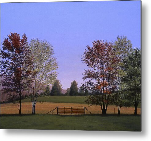 Landscape. Spring Metal Print featuring the painting The Gate by Phyllis Andrews