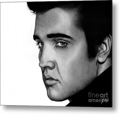 Elvis Metal Print featuring the drawing The King by Sheryl Unwin