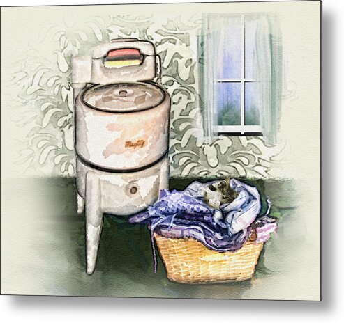 Wringer Washer Metal Print featuring the digital art The Laundry Room by Mary Almond