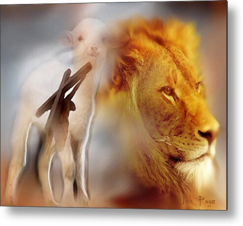 The Lion And The Lamb Metal Print featuring the digital art The Lion and the Lamb by Jennifer Page