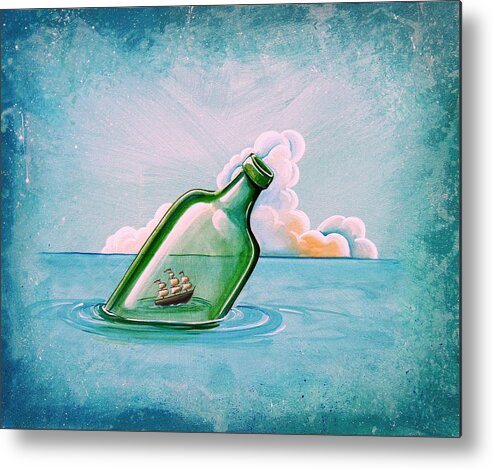Bottle Metal Print featuring the painting The Messenger by Cindy Thornton