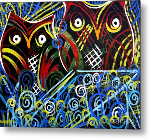Owls Metal Print featuring the painting The Mix by Amy Sorrell