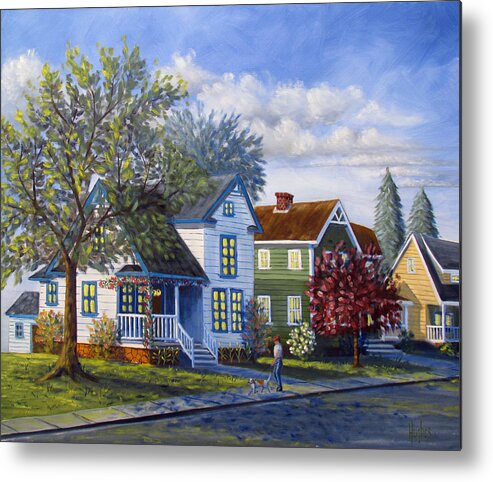 House Metal Print featuring the painting The Neighborhood by Kevin Hughes