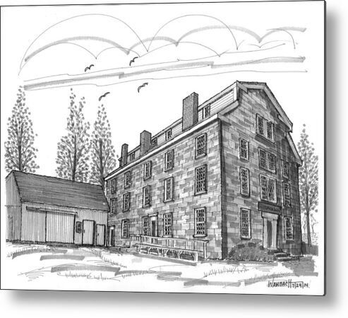 Vermont Metal Print featuring the drawing The Old Stone House by Richard Wambach