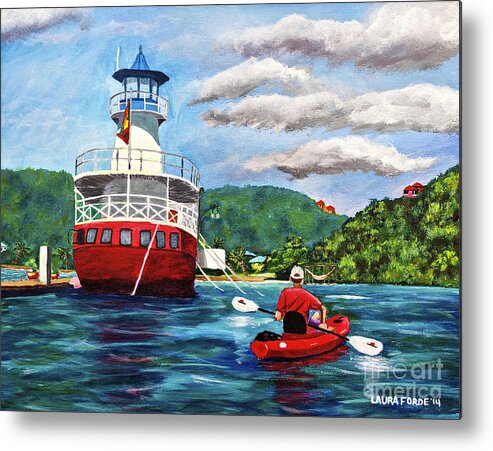 Boat Metal Print featuring the painting Out Kayaking by Laura Forde