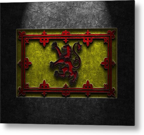 Backdrop Metal Print featuring the digital art The Royal Standard of Scotland Stone Texture by Brian Carson