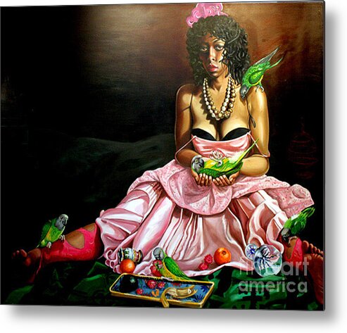 Voodoo Metal Print featuring the painting The sacrafice of Montynegro by Shelley Laffal
