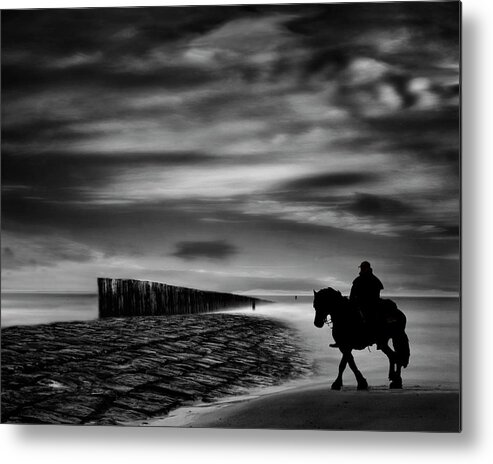 Horse Metal Print featuring the photograph The Sea's Voice Speaks To The Soul ... by Yvette Depaepe