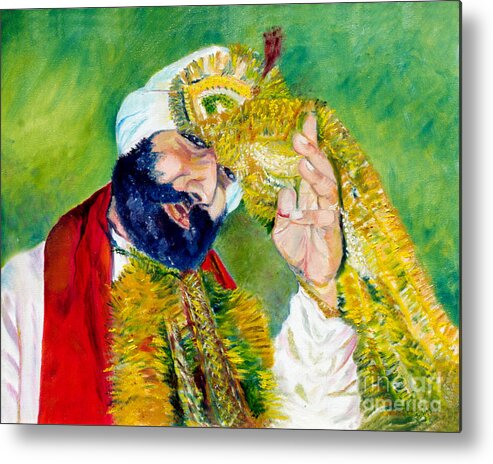 Groom Metal Print featuring the painting The Sikh groom by Sarabjit Singh