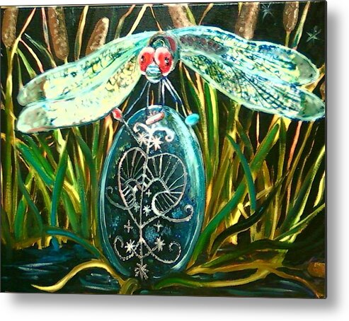 Dragonfly Metal Print featuring the painting The Snake Doctor by Alexandria Weaselwise Busen