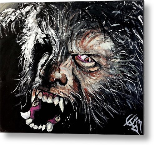 Del Toro Metal Print featuring the painting The Wolfman by Tom Carlton