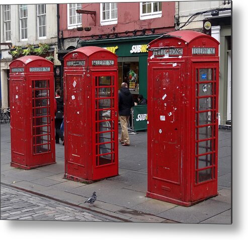 Red Telephone Booths Metal Print featuring the photograph Those Red Telephone Booths by Rick Rosenshein