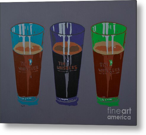 Beer Metal Print featuring the painting Three Beers by Laura Toth