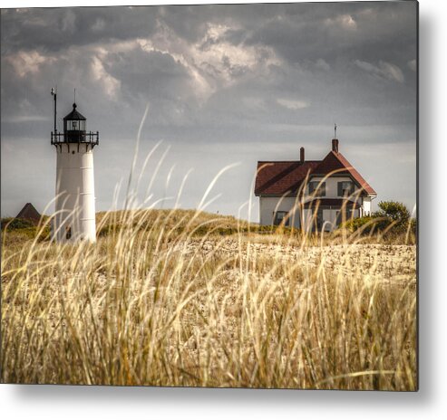 Race Point Light Metal Print featuring the photograph Race Point Light Through the Grass by Brian Caldwell