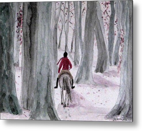 Horses Metal Print featuring the painting Through The Woods by Angela Davies