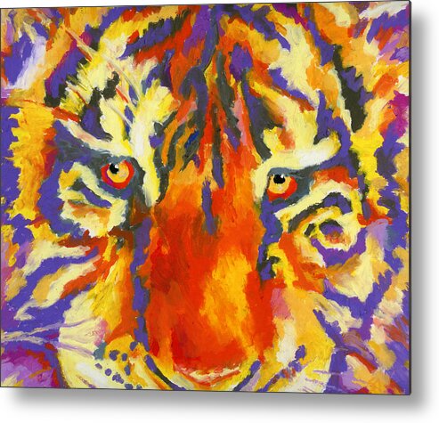 Tiger Metal Print featuring the painting Tiger Eyes by Stephen Anderson