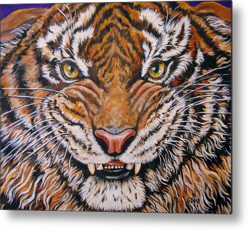 Animal Art Metal Print featuring the painting Tiger by Sherry Dole