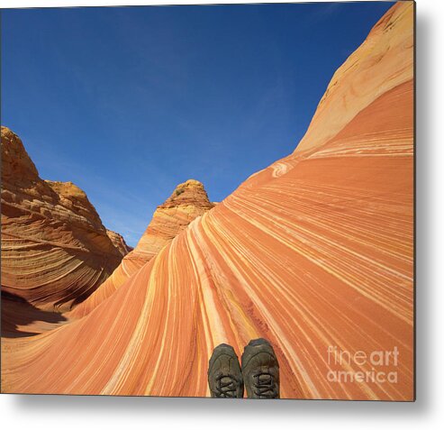 00345465 Metal Print featuring the photograph Tired Hiker Paria Wilderness Arizona by Yva Momatiuk John Eastcott