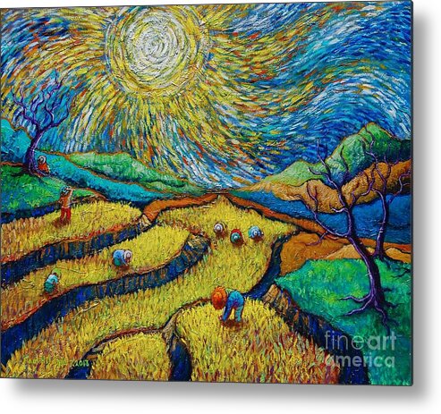 Paul Hilario Metal Print featuring the painting Toil Today Dream Tonight diptych painting number 1 after Van Gogh by Paul Hilario