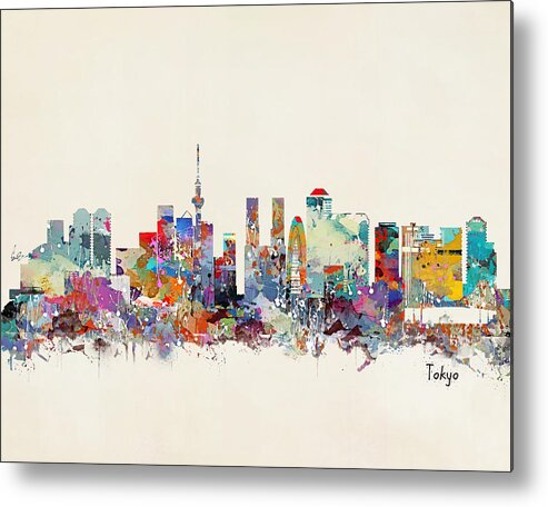 Tokyo Skyline Metal Print featuring the painting Tokyo skyline by Bri Buckley