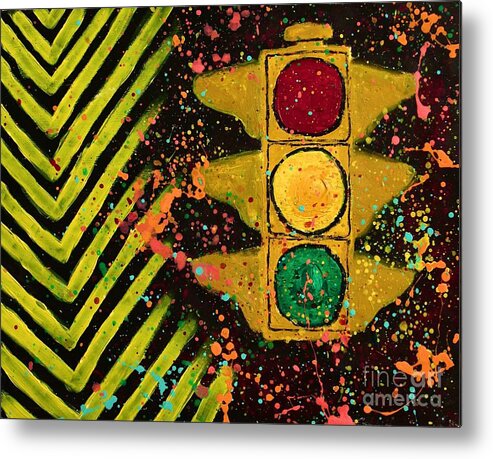 90s Metal Print featuring the painting Traffic Jam Cropped by Marina McLain