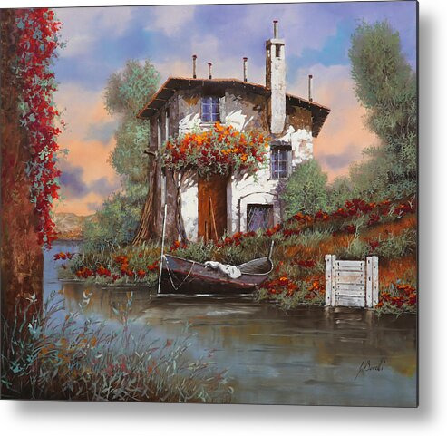 Bouganville Metal Print featuring the painting Tramonto Sul Lago by Guido Borelli