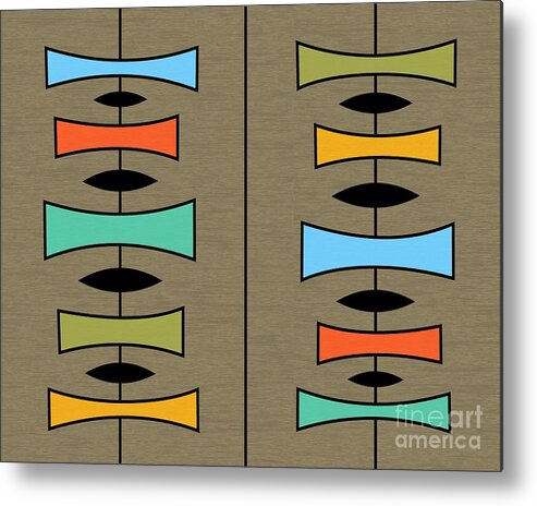 Mid-century Modern Metal Print featuring the digital art Trapezoids 3 on Brown by Donna Mibus
