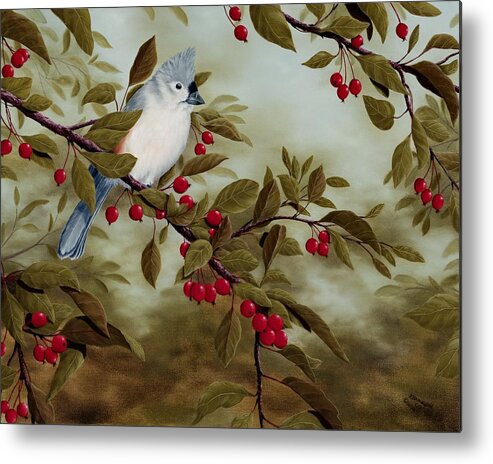 Animal Metal Print featuring the painting Tufted Titmouse by Rick Bainbridge