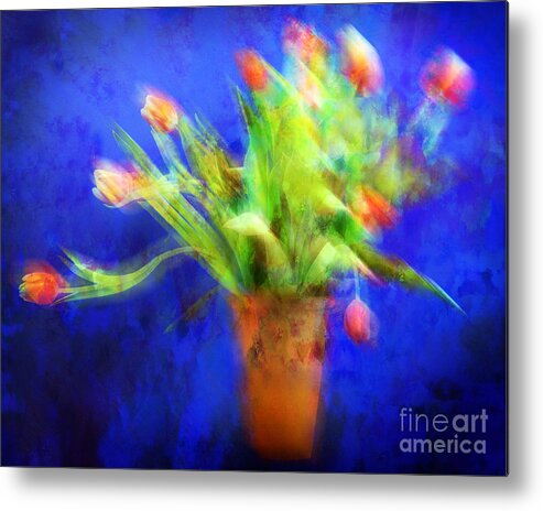 Abstract Metal Print featuring the photograph Tulips in the Blue by Edmund Nagele FRPS