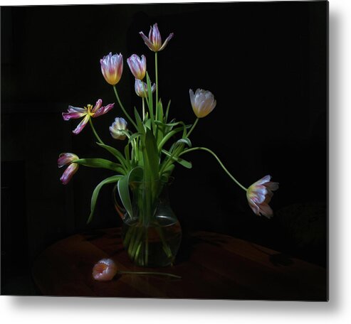 Vase Metal Print featuring the photograph Tulips by Karen Von Knobloch Photographerkaren