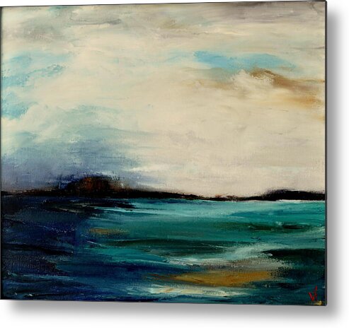 Landscape Metal Print featuring the painting Turquoise Sea by Lindsay Frost