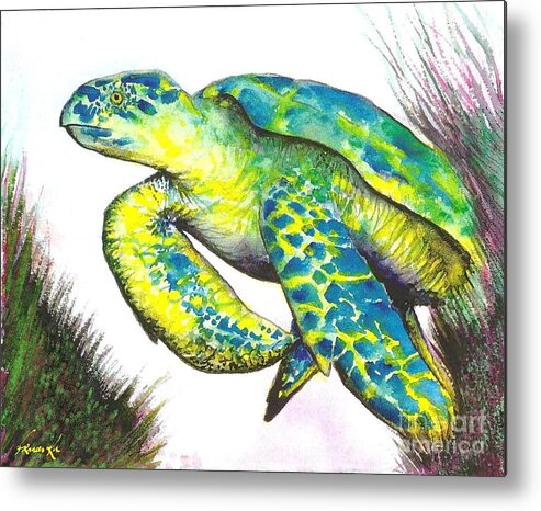 Nature Metal Print featuring the painting Turtle Wonder by Frances Ku