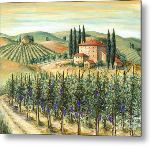 Tuscany Metal Print featuring the painting Tuscan Vineyard and Villa by Marilyn Dunlap