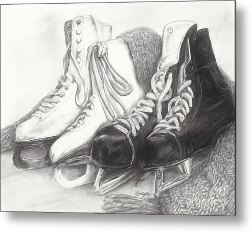 Skates Metal Print featuring the drawing Two of a kind by Meagan Visser