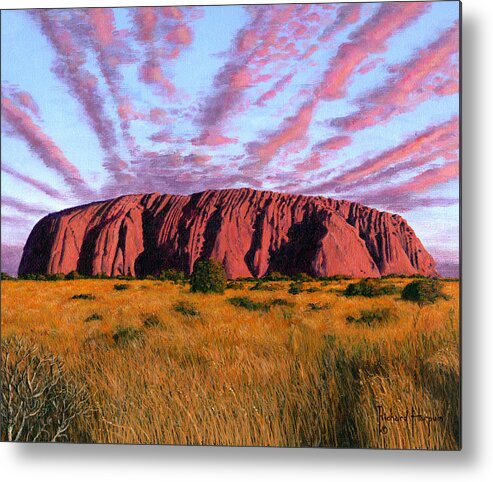 Uluru Metal Print featuring the painting Uluru Sunset Ayers Rock Central Australia by Richard Harpum