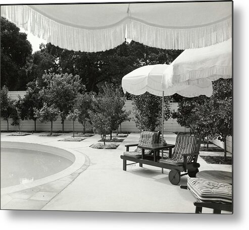 Outdoors Metal Print featuring the photograph Umbrellas Poolside by Fred Lyon
