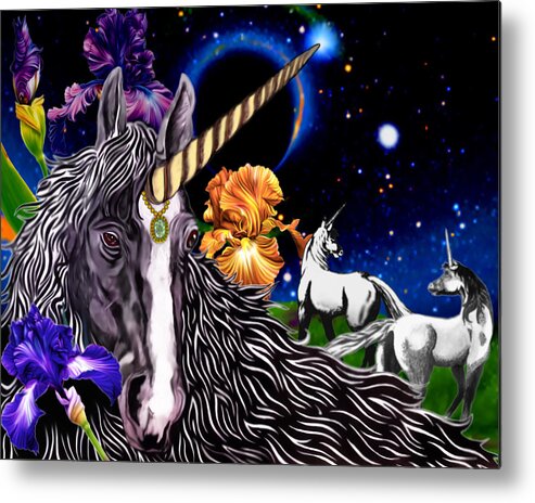 Fantasy Metal Print featuring the mixed media Unicorn Dream by Anthony Seeker