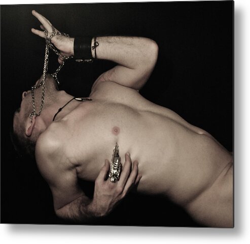 Male Nude Metal Print featuring the photograph Untitled by Rick Saint